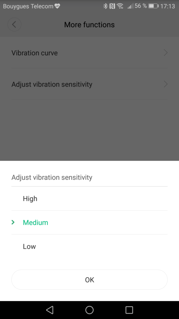 Sensibility xiaomi vibration